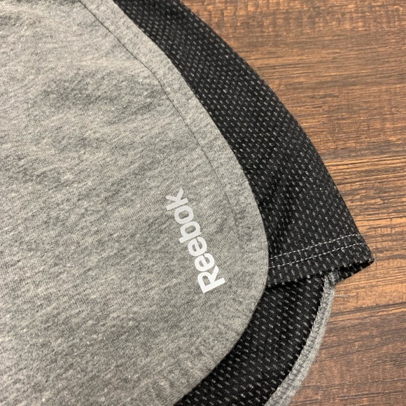 Reebok Gray Cotton & Black Mesh Knit Track Shorts - Picture 3 of 6